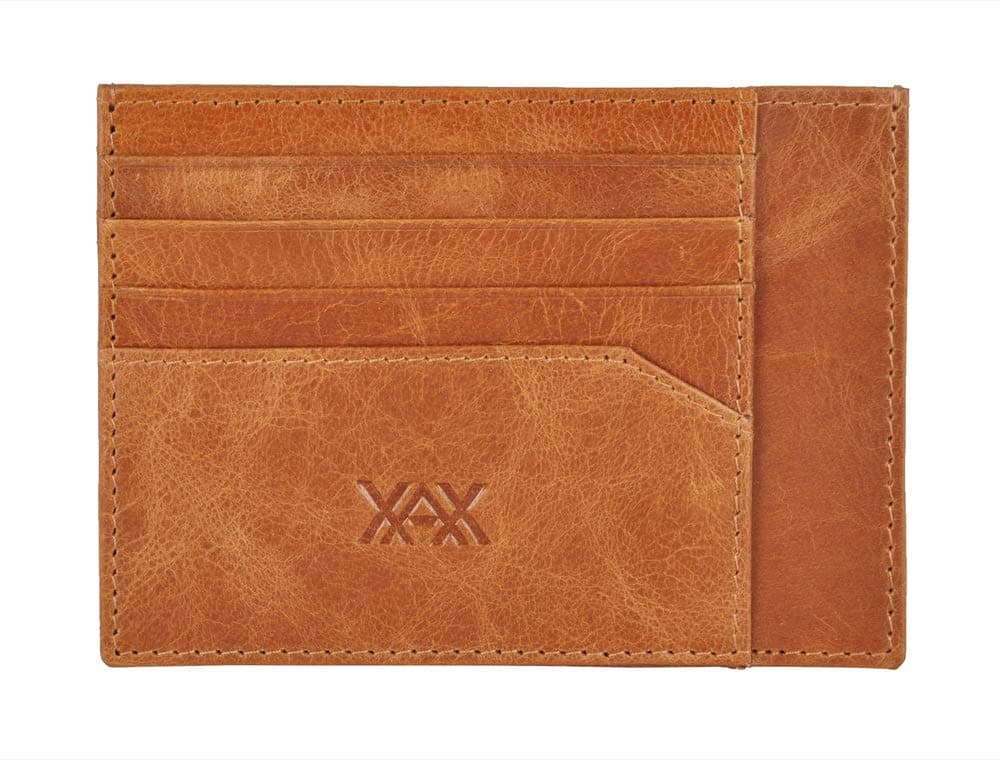 XAX Genuine Leather Credit Card case/Slim Card Wallet, Tan