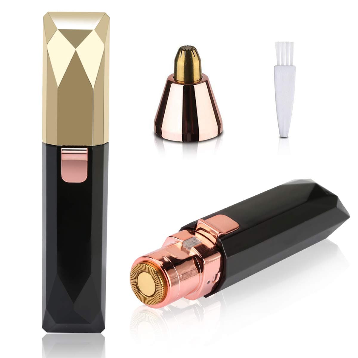 Facial Hair Removal for Women, Jhua 2 in 1 Eyebrow Epilator Electric Painless Facial Hair Remover Smooth Waterproof Shaver with Built-in LED Light for Peach Fuzz Eyebrow Upper Lip Chin