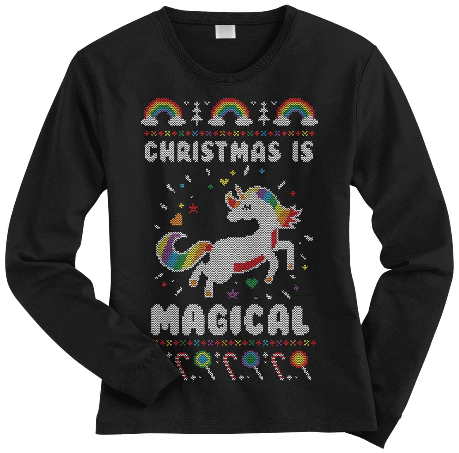 Christmas is Magical Unicorn Ugly Christmas Women's Long Sleeve T-Shirt