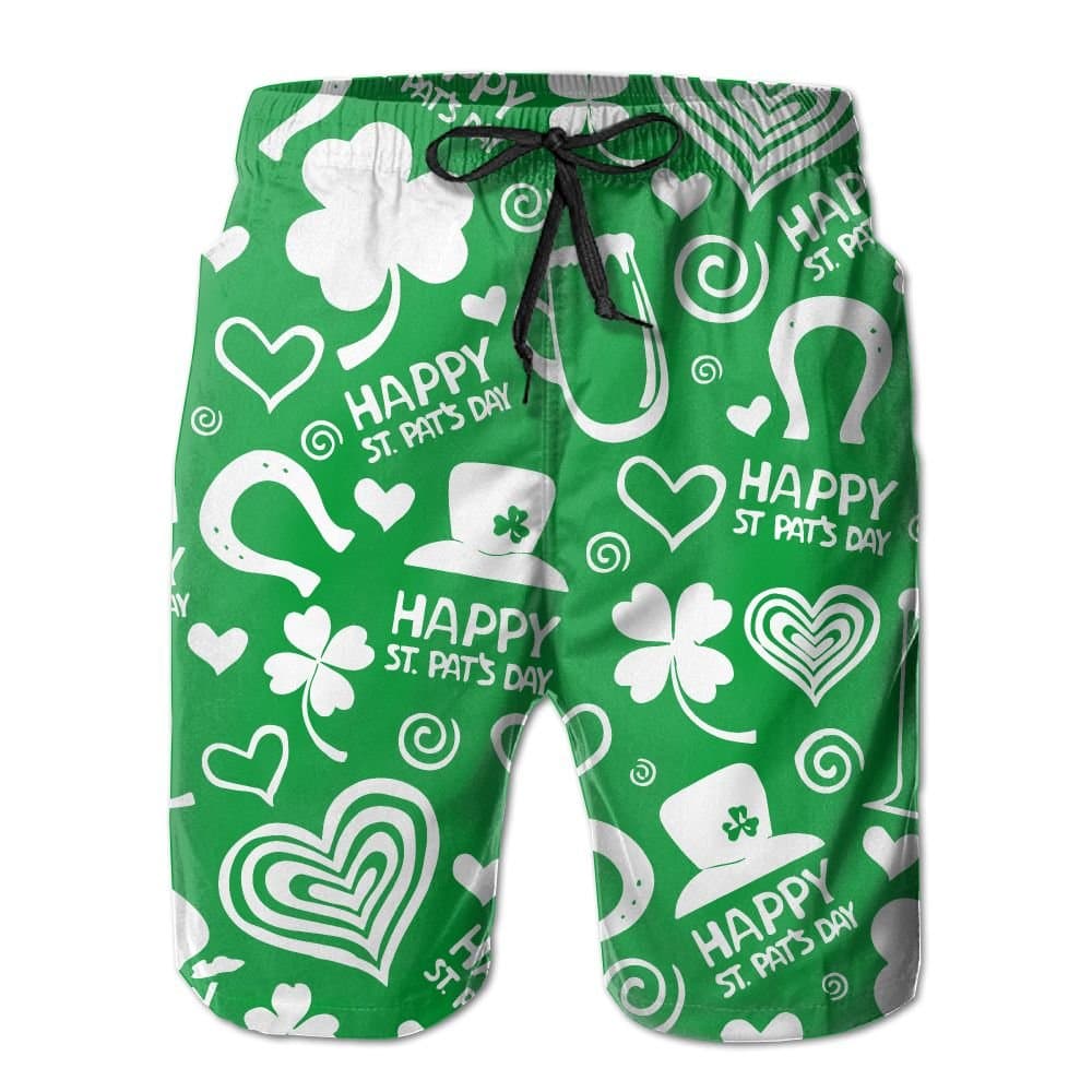 Happy St Patrick's Day Beach Short Shorts Beachwear Floral Classical Fishing