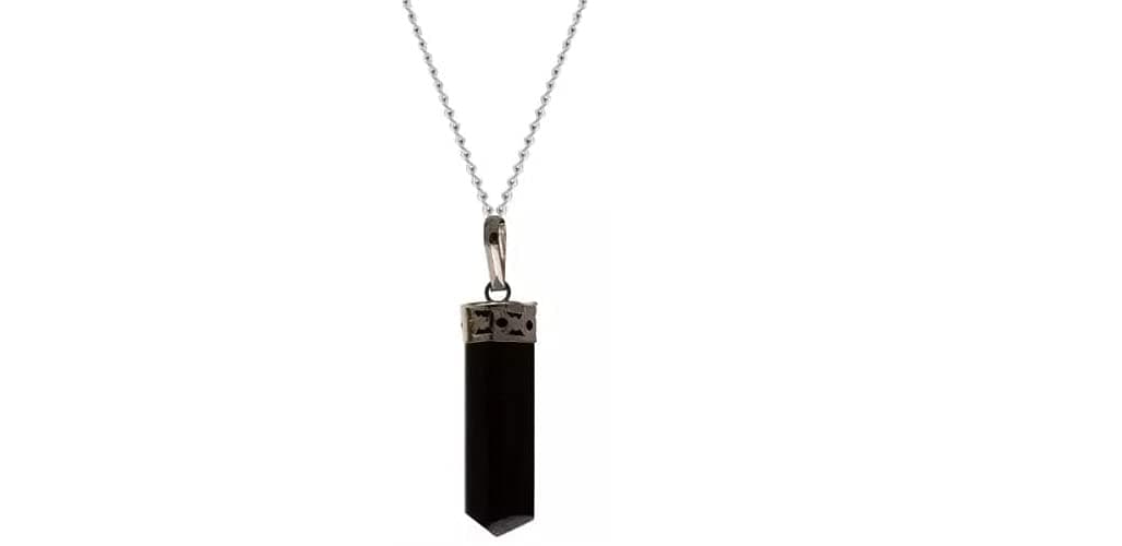 Black Tourmaline pendant with chain Black Tourmaline Pencil Crystal Stone Pendant for Healing remove Negative Energy for Men, Women Handcrafted
