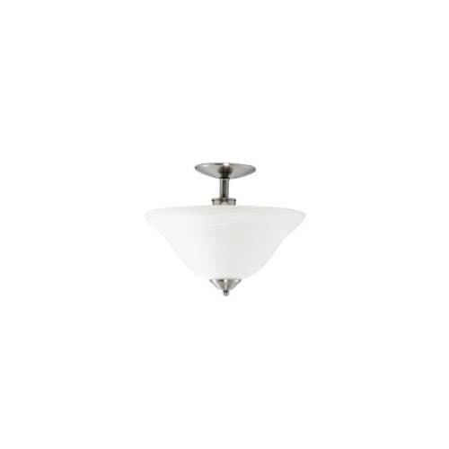 Efficient Lighting EL-830-218 Contemporary Semi Flush Ceiling Light Brushed Nickel Finish with Alabaster Glass Energy Star Qualified
