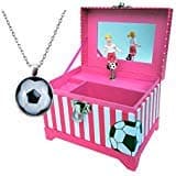 Just Like Me Soccer Player Musical Jewelry Box with Blonde, Brown or Black Hair (Blonde Hair with Necklace)