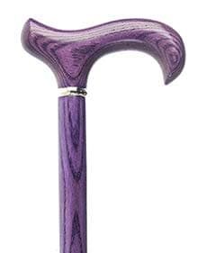 Womens Luxury Wooden Ash Walking Stick in Purple with a Chrome Collar Ladies Funky Fashionable - 91cm (36") Height