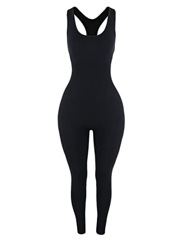 AUROLA Power Workout Jumpsuit for Women Yoga Gym Seamless One Piece Racerback Tummy Control Padded Bra Jumpsuit