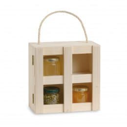 Renoir - Box for 4 jars in Solid Pine wood - Ideal for Gift boxes - 2 PCS