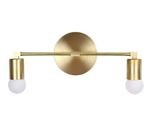 ART N CRAFT Antique Brass 2 Light Wall Sconce Gold Finish Industrial Indoor Wall Lamp Handmade Solid Brass Fixture for Bedroom Living Room Cafe Hallway E27 Bulb Holder