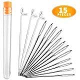 Large-Eye Blunt Needles Yarn Knitting Plus Crochet, 12 Pieces Sewing Needles, +3 Pieces Crochet Hooks, Stainless Steel Yarn Knitting Needles, Perfect for Finishing Off Crochet Projects. (Silver)