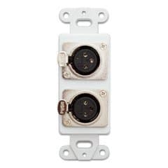 QUALCONNECT Decora Wall Plate Insert, White, Dual XLR Female to Solder Type