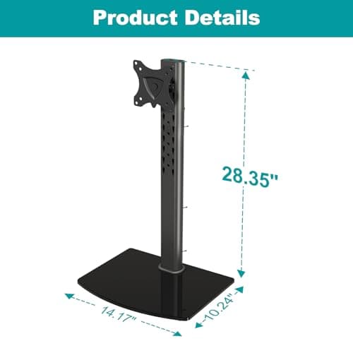 MOUNT PRO Vertical Single Monitor Stand for Max 42 Inch/26.4lbs Ultrawide Screen, Freestanding Desk Mount With Swivel, Tilt, Rotation, 28.35 Inch Tall, VESA 75x75/100x100