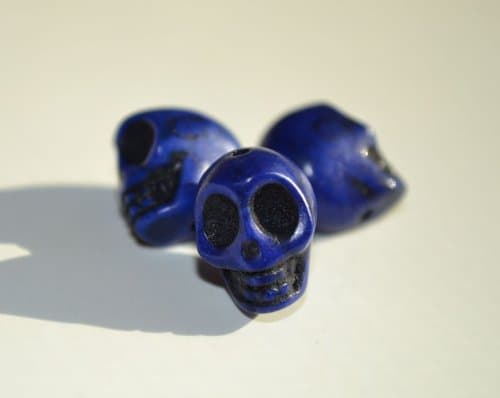 100 Blue Howlite Skull Beads (Loose) - Day of the Dead (Dia De Los Muertos) - Goth