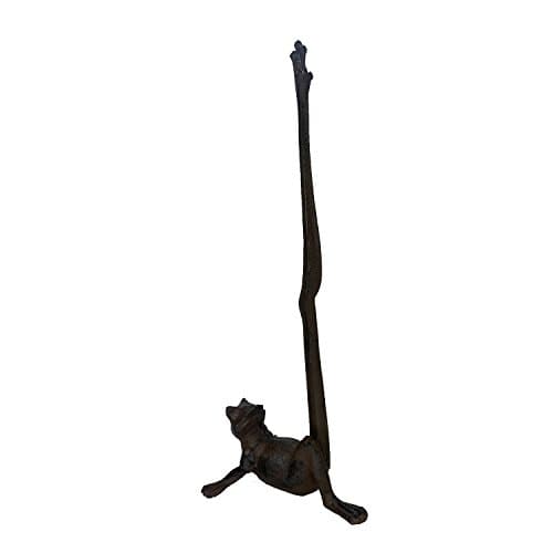 Cast Iron Frog Animal Paper Towel Holder Bath Tissue Toilet Roll Jewelry Organizer Free-Standing Bronze Rustic Toad Decor 14-inch