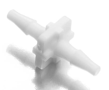 Value Plastics Straight Thru Connector , Classic Barbs, 1/16"ID Tube, White Nylon (Pack of 10)