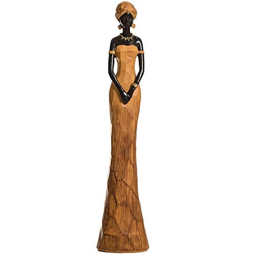 CASA FEBUS - Golden African Woman Sculpture, Maasai Lady Figurine, Statue Decor Collectible Art Piece 4" X 17"