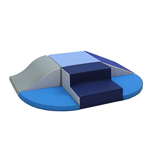 Factory Direct Partners 13021-NVPB SoftScape Playtime All Around Climber for Crawling Infants and Toddlers, Soft Foam Indoor Active Play with Steps and Slides (6-Piece) - Navy/Powder Blue