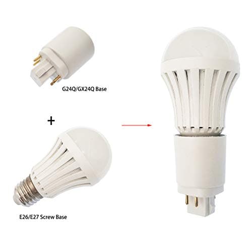 E-Simpo GX24Q-3 to E26/E27 Light Socket Adapter 4-Pin CFL LED G24Q to Standard Medium Bulb Holder Base Converter 6-Pack[Need Bypass Ballast]