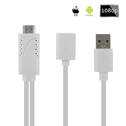 mobfun Phone to HDMI Cable High-Speed 1080P Vedio HD Plug and Play Converter Adapter Compatible with iPhone iPad Samsung Android Smartphone - 3.3FT (White)