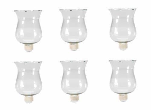 6 Large Clear Glass Votive Candle Holder Cups With Rubber Covered Peg Bottoms