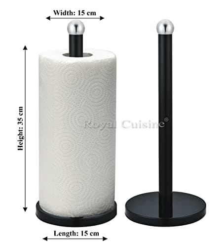 Freestanding Black Metal Tissue Roll Paper Towel Pole Holder Rack
