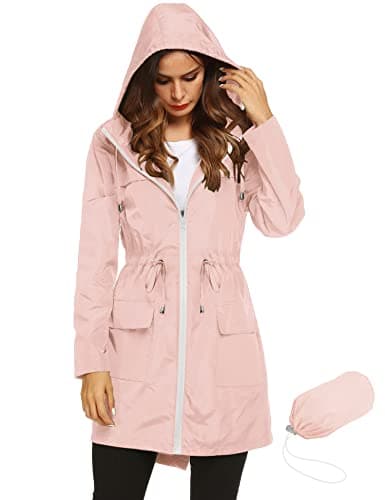 Lomon Women Waterproof Lightweight Rain Jacket Active Outdoor Hooded Raincoat