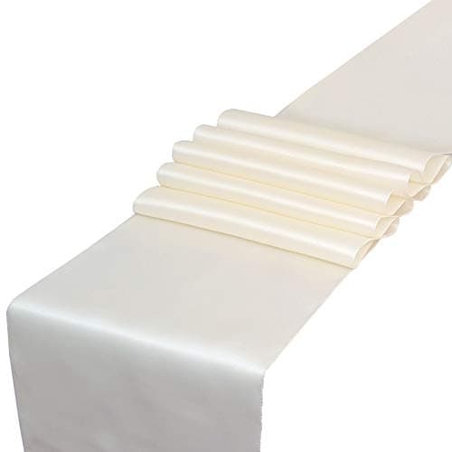 White Satin Table Runners 12 x 108 inch for Wedding Banquet Halloween Party Decoration, Bright Silk and Smooth Fabric Party Table Runner