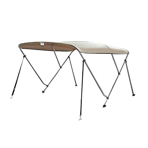 Seamander 3-4 Bow Bimini Boat Top Cover,Boat Accessories,Boat Canopy with Mounting Hardware, Rear Support Pole with Storage Boot(3 Bow 6'L x 46" H x 67"-72" W Beige)