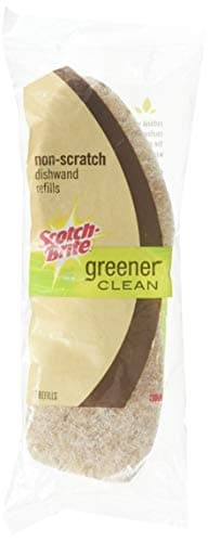 Scotch Brite Dishwand. Non-Scratch Scrub Pad With Eco Friendly Natural Agave Fibers. 2 Pack. Fillable Dish Wand Scrubber with Handle for Heavy Duty Scrubbing in the Kitchen Without Dishpan Hands!