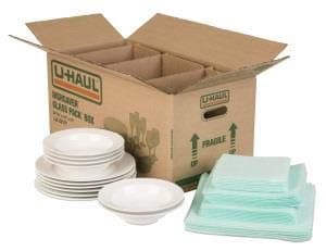 U-Haul Dish Packing Kit – for Dishes and Glassware – Includes 1 Box, 1 Cell Divider Unit, and 32 Assorted Foam Pouches