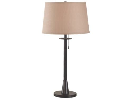 Kenroy Home Rush 30 Inch Table Lamp In Oil Rubbed Bronze Finish With A Tan Textured Tapered Drum Shade