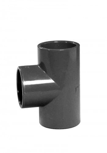 PVC T-piece 90°, adhesive sleeve, 50 mm.