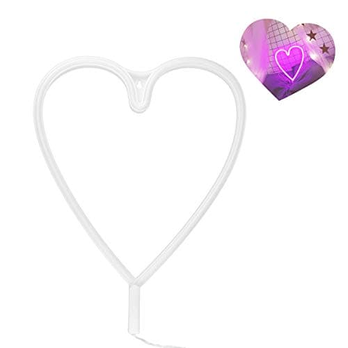 LUCKIEY Neon Lights,LED Love Neon Art Decorative Lights Wall Decor for Girls Bedroom House Bar,Night Light for Christmas,Birthday,Valentine's Gift,Wedding Party Decor (Pink Heart)