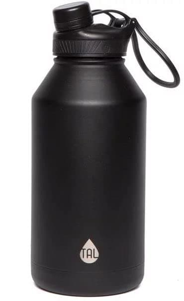 TAL Ranger 64 oz Black Solid Print Stainless Steel Water Bottle with Wide Mouth Lid (Black)