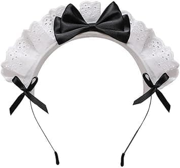 Black Women Girls for Lolita Headband Lace Bow Hair Band Maid Anime Cosplay Headwear Ribbon Bowknot Women's Fashion Headbands Cute Hair Band Party Hair Accessories