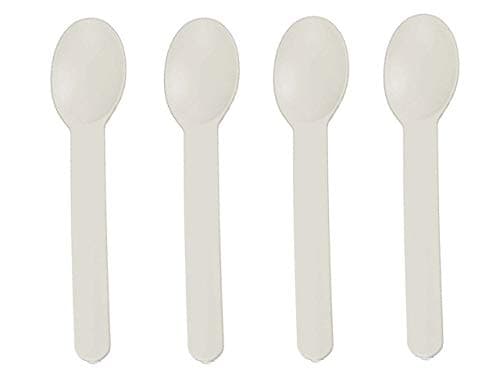 Worlds 50Pack Disposable Plastic Dessert Spoons – 5.9" White Spoons for Ice Cream, Frozen Yogurt, Cereal, and Party Use