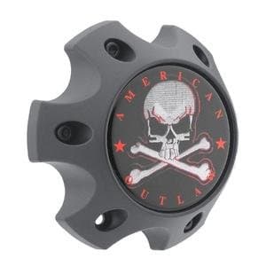 AMERICAN OUTLAW WHEELS BC-789 MATTE BLACK SCREW IN CENTER CAP WITH RED SKULL