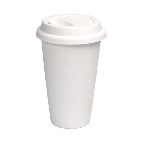 100 Paper Coffee Cup/Disposable Hot Cup, 10 oz, White with 100 Cappuccino Lids
