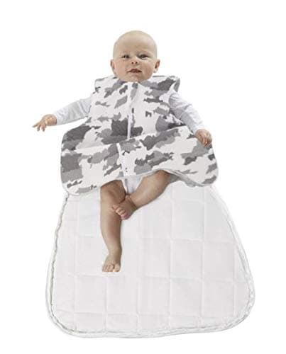 GUNAMUNA Unisex Baby Toddler Sleep Bag, 1.0 TOG, Ultra Soft Rayon, Baby Shower Present, WONDERZiP, Grey Clouds, 3-9 Months