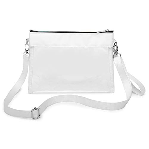 Clear Purse, Packism Clear Bag Stadium Approved NFL, BTS Concert, Colorful Zipper Clear Cross body Bag Transparent Purse Handbag for Women, White