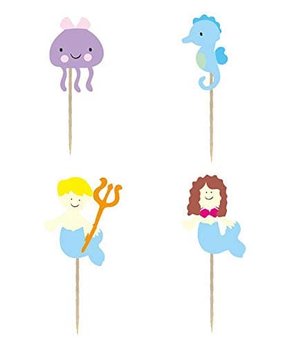 24PCS Mermaid Unicorn Cupcake Toppers For Kids Birthday Party Cake Decorations