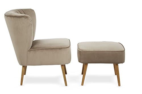 Prestwick Retro 50's Diner Style Occasional Fabric Chair with Footstool Mink