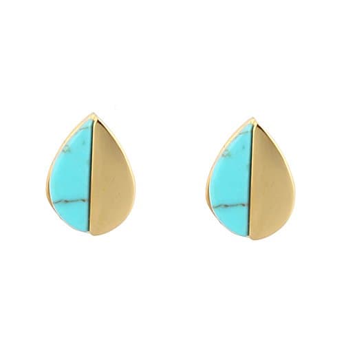 Lureme Stainless Steel 18K Gold Mini Heart Stud Earrings with Turquoise (er005629)