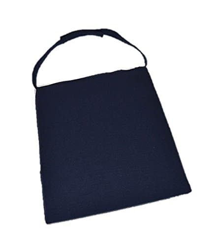 in/Outdoor Soho Rattan Wicker/Banana Leaf/Seagrass Parson Chair Trapezoid Foam Seat Cushion w/Strap - Solid Navy Blue - 16" Across X 15" Deep X 14" Across The Back