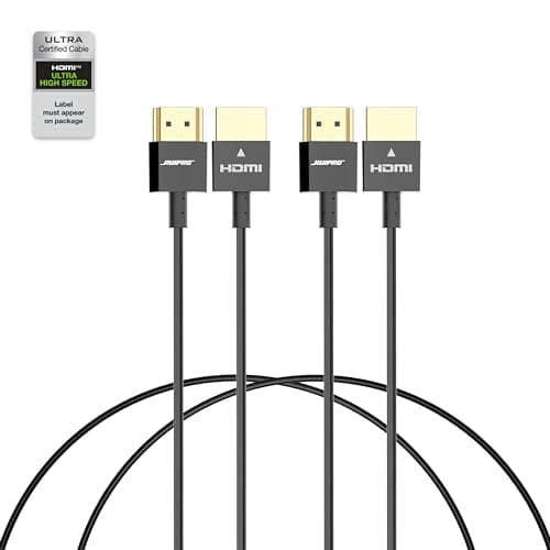 8K Short HDMI Cable, Certified Ultra Thin HDMI 2.1 Cable 0.5M 2Pack, Ultra High Speed 48Gbps, Support 8K@60Hz 4K@120Hz, Dynamic HDR, eARC, Compatible with PS5/Xbox/HDTV/Blu-ray/Projector