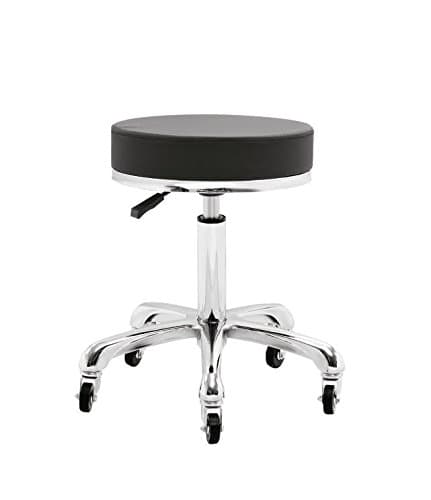 BEAUTY SALON ROLLING STOOL MANICURE PEDICURE TECHNICIAN STOOL DOCTOR OFFICE TATTOO STOOL WITH HEIGHT ADJUSTMENT BLACK