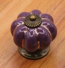 TILAN Pumpkin Ceramic Cabinet Knobs,drawer Pulls & Handles,vintage Ceramic Rose Knobs for Dresser, Drawers, Kitchen Cabinets & Vanity(purple,pack of 2)