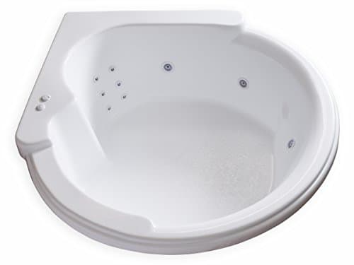 Carver Tubs - CW6464 - Heated 12 Jet Whirlpool - 64"L x 64"W x 21"H - White Drop In Acrylic Round Corner Bathtub - Left Hand Motor