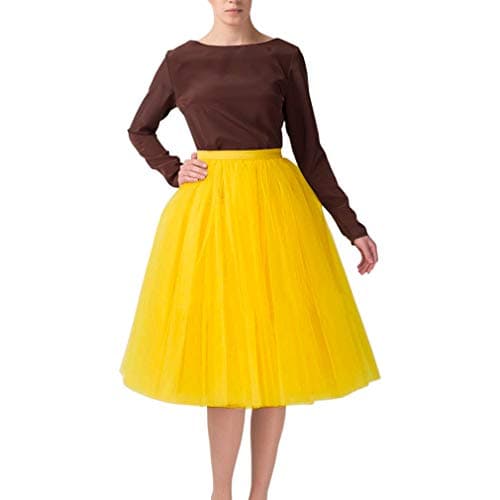 Wedding Planning Women's A Line Short Knee Length Tutu Tulle Prom Party Skirt Large Croci043