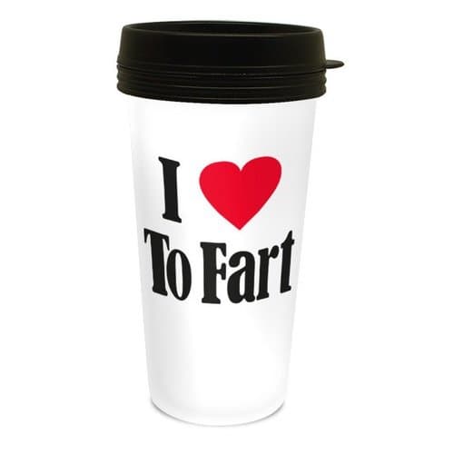 I Love to Fart 16 Oz Plastic Coffee Travel Mug