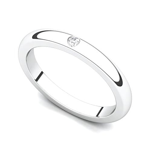 Juno Jewelry 14k White Gold Bezel Set Diamond Wedding Band Ring (G-H/SI, 0.03 ct.), 6