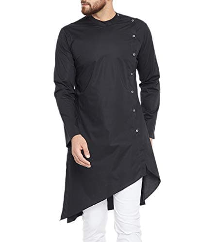 Men's Cotton Silk Festive and Casual Kurta Pajama Pyjama : Black